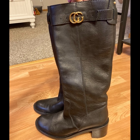 black leather gucci boots